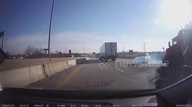 Reckless Driving: Silver Car Crashes When Trying to Overtake Semi Truck