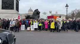 Anti Climate/ Far Right activists stand in Trafalgar Square against ULEZ being expended