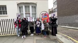 After the burning of the Quran in Sweden, Islamic groups arrive outside the Swedish Embassy