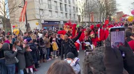 Carnival during Chinese New Year Parade in Paris Chinatown