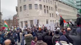 London's Indian diaspora protests against documentary on Narendra Modi outside BBC headquarters