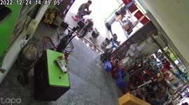 Floor suddenly collapses at air conditioning repair shop