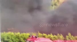 Fire rips through floating raft hotel on River Kwai in Thailand