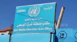 he close of the UNRWA headquarters during a protest demanding their rights, in Gaza City
