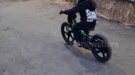 ADDITIONAL FOOTAGE: Meet the UK's youngest daredevil competing in national motocross races - aged FOUR