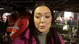 Love Island star Sharon Gaffka speaks at the defend the right to strike protest