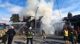 Dramatic house fire 2nd alarm in Coal Township Pennsylvania