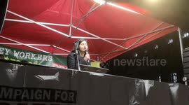 Labour MP Zarah Sultana speaks at the Right To Strike Protest which was held opposite Downing Street In Westminster