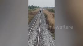 Confused driver follows GPS only to end up stuck on train tracks in Thailand