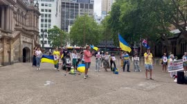 Ukrainians and supporters protest against Russian Red Cross again in Sydney, Australia