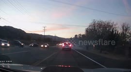 Close Call: Plumbing Van Cuts Traffic And Break Checks Nearly Causing an Accident