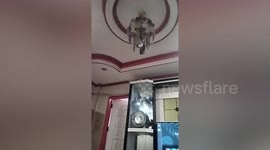 Chandelier shakes as earthquake rocks Philippines