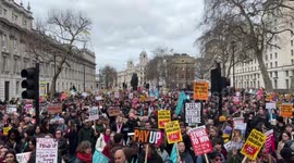 40,000 striking union workers including teachers, civil servants and many others march through London to Downing Street in protest over pay, funding and pensions