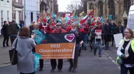 Hundreds join march through Gloucester to support striking teachers