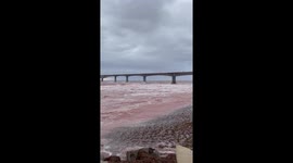 This is at the Confederation Bridge Prince Edward Island the morning after Hurricane Fiona