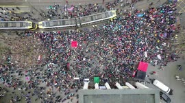 Amazing drone footage shows massive crowd supporting teachers strike in Manchester
