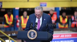 Senate Majority Leader Chuck Schumer Speaks On West Side Rail Yard In New York, NY, USA