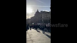 Teachers strike moving through London, UK