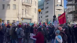 Teachers strike procession in London, UK