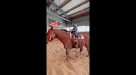 One year old girl rides her sweet horse Duli.