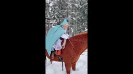 Little girls dream comes true as she dressed like a cinderella on her favourite horse.