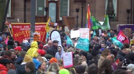 Arrested Man Attempts To Steal Policeman's Motorbike During Teachers Strike Protest In Manchester