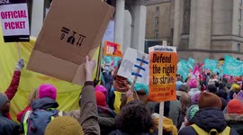 Support The Teachers March For Higher Pay Around Manchester City Centre