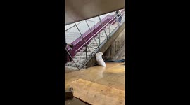 Waterfall on metro stairs in Paris