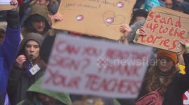 Support The Teachers march seen in Manchester, UK