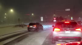 Visibility reduced as snow squall strikes Canada's southern Ontario