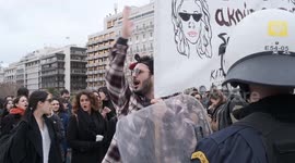 Artists and students protest in Athens, Greece, against new plan downgrading their educational qualifications