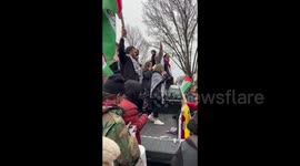 Woman shares her story at the Protest for Palestine in New York, USA