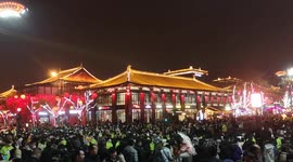 Tourists Watch Lanterns Show To Celebrate The Lantern Festival in Xi 'an, China