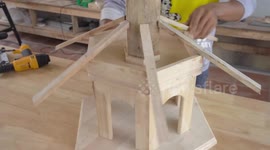 Cambodian craftsman shows you how to build a beautiful bird house and feeder