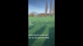 7 Yr old free kick from half way line! GOAL!!!!