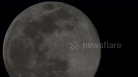 Stunning 4k close-up of Snow Moon above Kent, UK