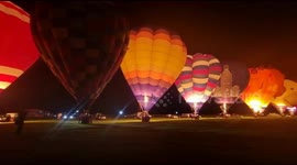 A 'Light Up' of hot air balloons at the Yorkshire Balloon Fiesta