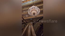 Giant chandelier shakes during 7.8-magnitude earthquake in Turkey