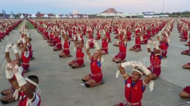 3660 Muay Thai fighters doing the practice performance for the Guinness World Record attempt, 5th February 2023