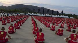 Walk-by of the Muay Thai performance by 3660 fighters practicing run for the Guinness World Record attempt, Hua Hin, Thailand, 5th February 2023