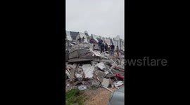 Person is rescued from pile of rubble in town in Turkey