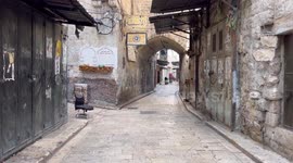 Closed shops are seen in the West Bank city of Nablus during a general strike