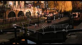 View down towards the Hampstead Road Locks from the Camden Lock Market, London, United Kingdom