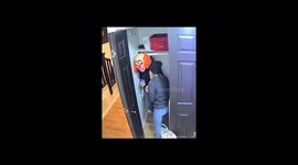 Husband hilariously scares wife by hiding in closet with clown mask