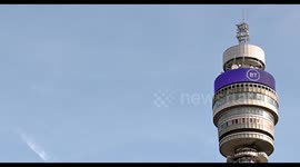 A view up towards the BT Tower, from down near Oxford Street, London, United Kingdom