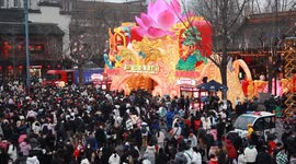 Tourists View Lanterns at Nanjing Confucius Temple Scenic Spot in Nanjing, China