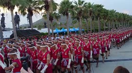 3660 Muay Thai fighters march out to successfully smash the Guinness World Record in front of the 7 King Statues in Hua Hin, Thailand