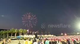 Muay Thai new Guinness World Record success fireworks display at 7 Kings Statue park, Hua Hin, Thailand