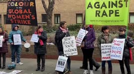 Women Against Rape protest outside Southwark Crown Court during sentencing of serial rapist policeman David Carrick