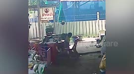 Toddler falls into water tub and climbs out unhurt while playing outside home